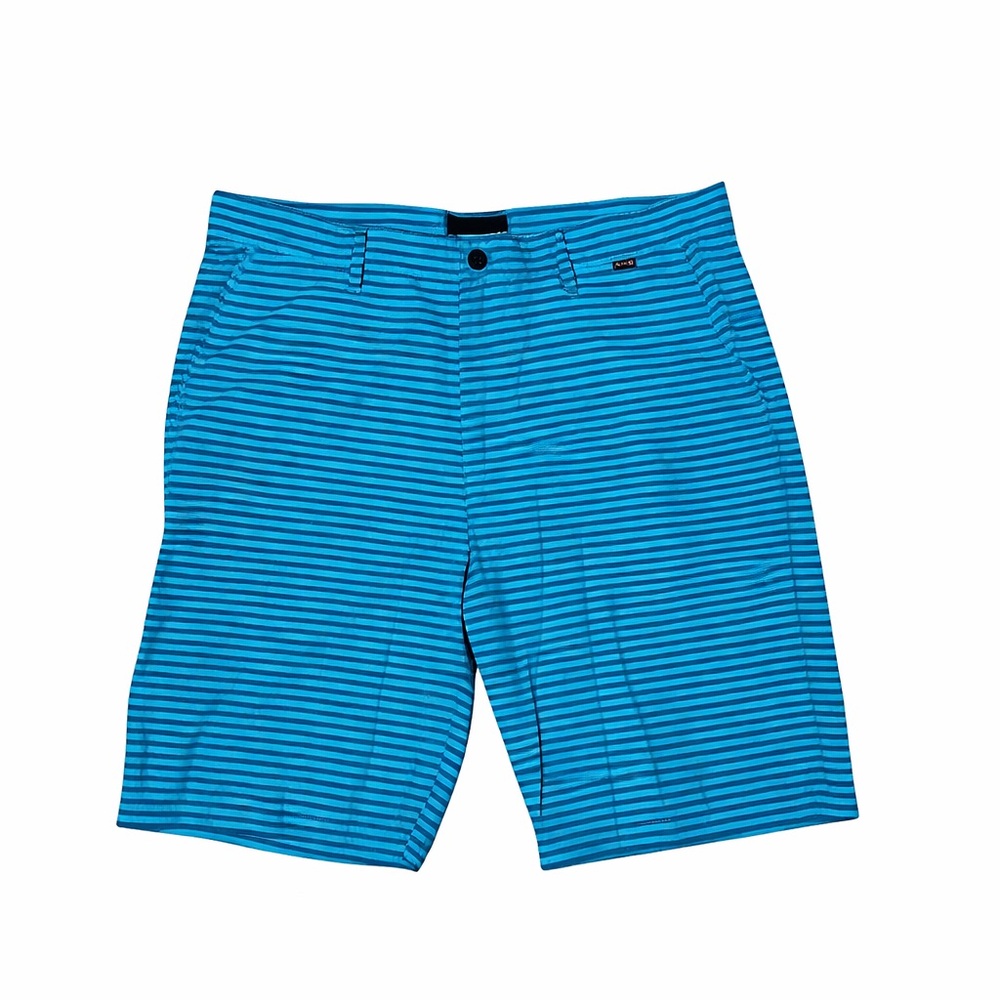 Hurley Men’s Blue Striped Shorts Size 33 Casual Golf Flat Front